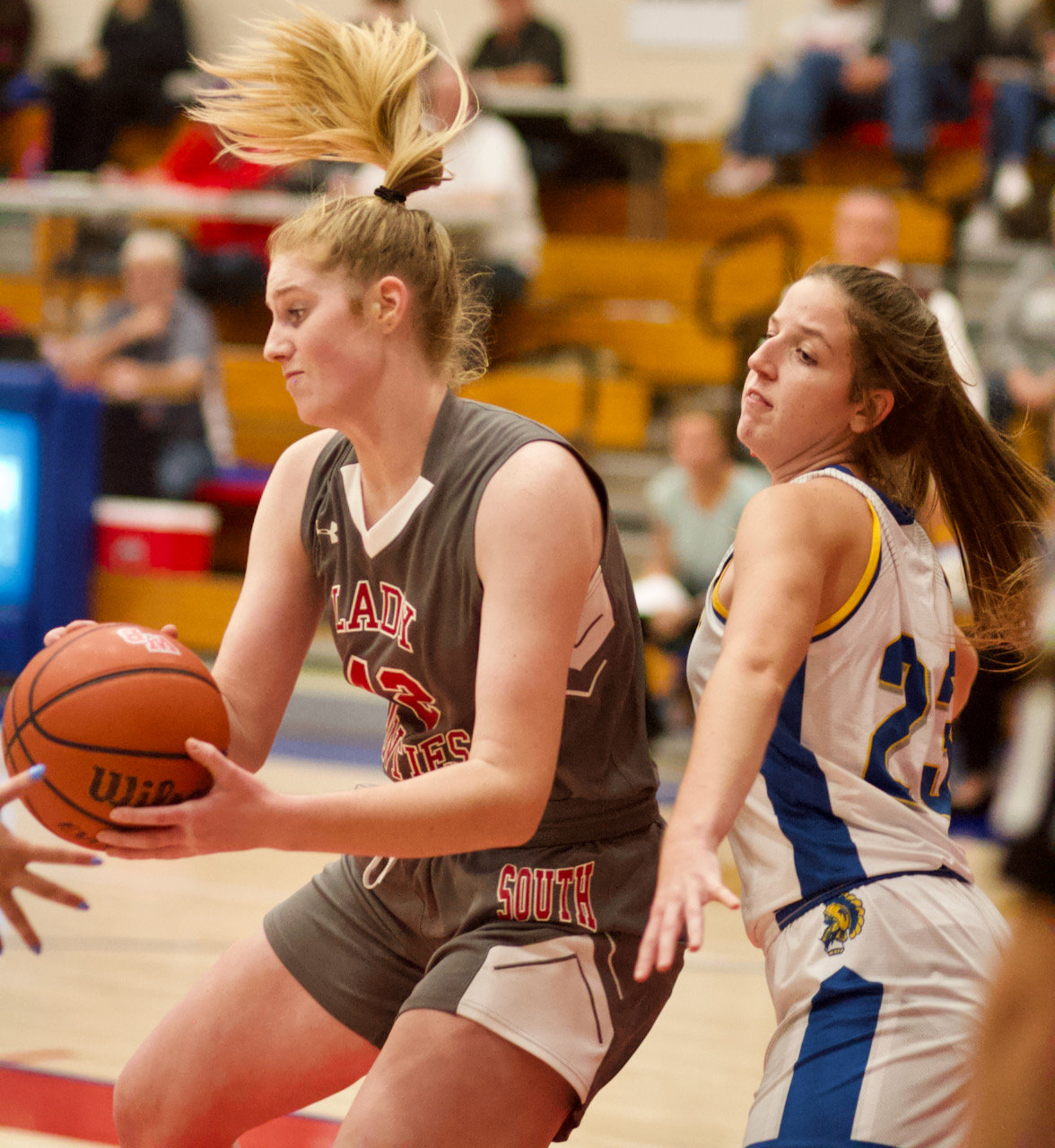 Senior Belle Miller was held to six points in the Mounties Sugar Creek Classic loss to Crawfordsville